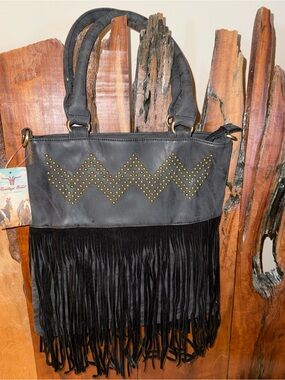 Western Boho Black Fringe Bag by Heritage West